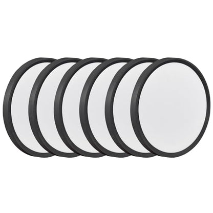 9Inch 6PK Black LED Flush Mount Ceiling Light,18W,1860LM, 3CCT Selectable | 3000K/4000K/6000K CCT Selectable, Black Close to Ceiling Round Flat Panel Light, Super Slim LED Ceiling Light for Bedroom - color: Black, size: 9"-6PK