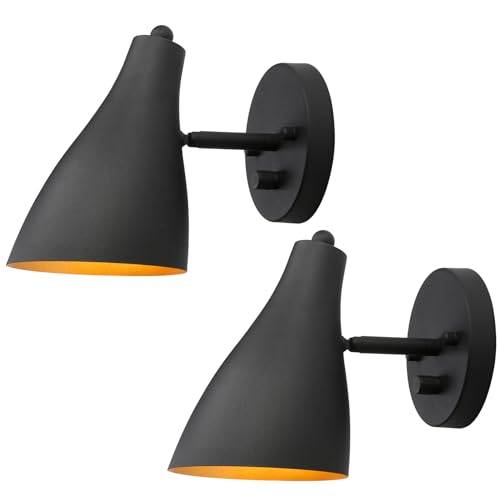 Pathson Set of 2 Adjustable Wall Sconce with Dimmer Switch - color: Black Type-1(2-pack)