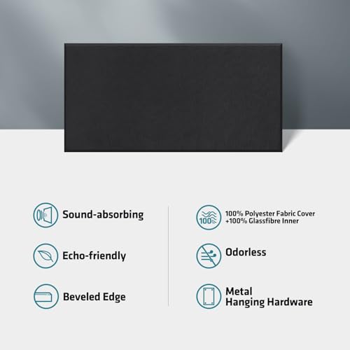 2 Pack Acoustic Panels 47.2"x23.6"x2" Soundproof Fiberglass Panels,Black - color: Black, size: 47.2" x 23.6"-2pcs