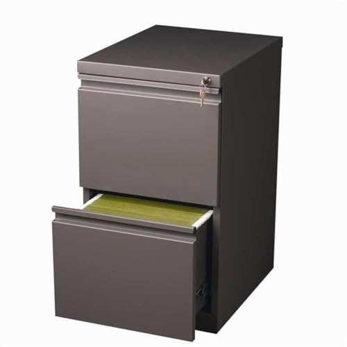 Scranton & Co 20" 2-Drawer Metal Mobile Pedestal Filing Cabinet, Espresso Finish, 27.75" H x 15" W x 19.88" D, Durable Steel Construction, Letter-Size File Storage, Hidden Casters, Locking Office - color: Espresso