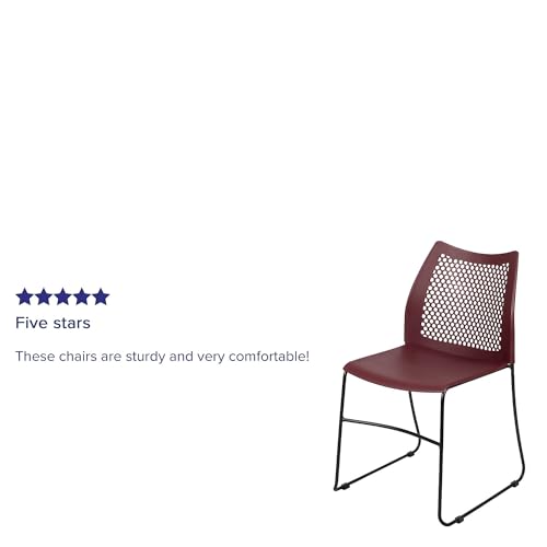 Flash Furniture HERCULES Series 5 Pack 661 lb. Capacity Burgundy Stack Chair with Air-Vent Back and Black Powder Coated Sled Base | Sled Base, Powder Coated, 661 LBS. Weight Capacity - color: Burgundy, size: Set of 5