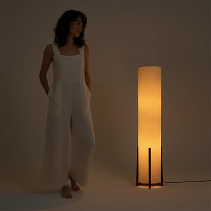 Brightech Parker Paper Lantern Floor lamp, 48 Inch Tall Lamp with Wood Frame, Asian Design for Bedroom, Decorative Tower Shade Lamp for Living Rooms & Offices, Great Living Room Décor