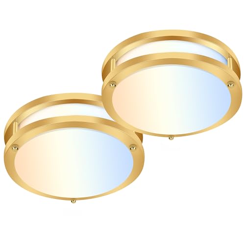 hykolity 13 inch Flush Mount LED Ceiling Light Fixture,1300LM,5CCT - color: Gold, size: 13-inch