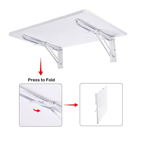 Yescom Wall Mounted Floating Folding Desk Wooden PC Dining Drop Leaf Table - color: White