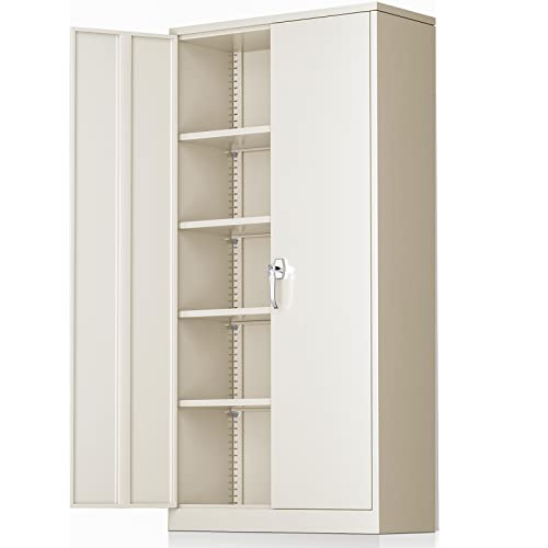 Greenvelly Steel SnapIt Storage Cabinet 72" Locking Metal Storage Cabinet with 4 Adjustable Shelves, Lockable Metal Organization with 2 Doors and Lock for Office, Garage, Home (Grey) - color: Grey, size: 72" Storage Cabinet