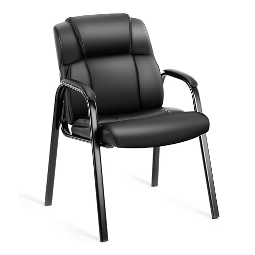 HealSmart 1 Pack Leather Guest Chair with Padded Arm Rest for Office Reception, Waiting Room, Meeting Conference, Lobby Home Desk Table Side Chairs for Seniors, Elderly - size: 1 Pack Guest Chair-Leather Big