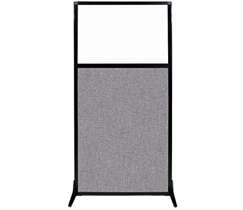 Versare Workstation Partition | Portable Wall Divider | Modern Office Cubicle | Free Standing Privacy Screen | Flexible Work Space | 33" x 70" W/Window, Cloud Gray Fabric Panels - color: Cloud Gray, size: 33" Wide x 70" Tall W/ Window