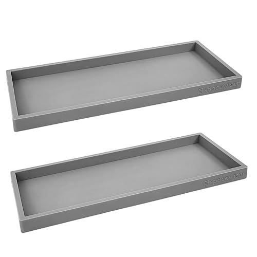 Spacewiser Countertop and Vanity Tray - 2 PC Large 11.7" Silicone Bathroom Trays, Counter Organizer, Dish Soap Sponge Holder Kitchen Sink Tray Organizer, Sink Caddy Toothbrush Key Kitchen Soap Trays - color: Modern Gray, size: 2 PC Large - 11.7”