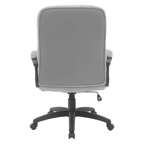 Office Star FL Series Executive Seating Faux Leather Manager's Adjustable Office Chair with Padded Arms, Charcoal Grey with Grey Mesh Accents - color: Charcoal Grey