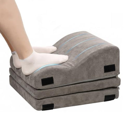 Foot Rest for Under Desk, Ergonomic 3-in-1 Height Adjustable, Non-Slip Base & Washable Cover for Office/Gaming, Gray - color: Grey