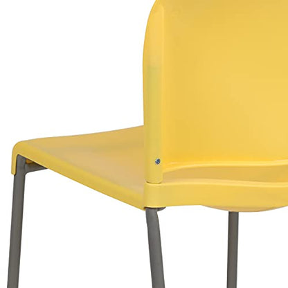 Flash Furniture HERCULES Series 5 Pack 880 lb. Capacity Yellow Full Back Contoured Stack Chair with Gray Powder Coated Sled Base | Sled Base, Powder Coated, Contoured, 880 LBS. Weight Capacity - color: Yellow, size: Set of 5