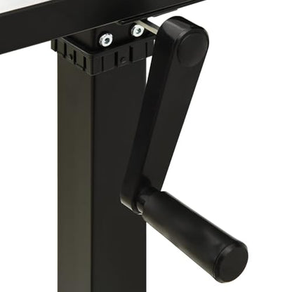 Bopdu Manual Height Adjustable Standing Computer Desk Home Office, Writing Table Gamer Workstation Study Desk Frame Hand Crank Black