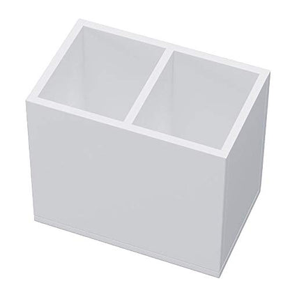 NIUBEE White Acrylic Pen Holder 2 Compartments, Desk Office Pencil Cup Desk - color: White, size: 2 Cube