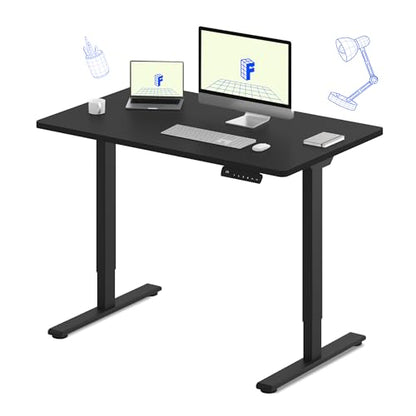 FLEXISPOT E3 Dual Motor Electric Standing Desk 48x30 Inch Whole-Piece Board Height Adjustable Desk Electric Sit Stand Desk (Black Frame + Black Desktop, 2 Packages) - color: Black Frame + Black Top, size: 48"x30" Whole-piece