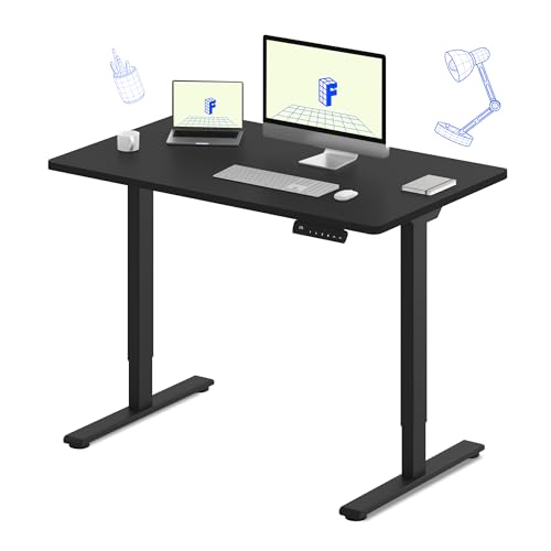 FLEXISPOT E3 Dual Motor Electric Standing Desk 48x30 Inch Whole-Piece Board Height Adjustable Desk Electric Sit Stand Desk (Black Frame + Black Desktop, 2 Packages) - color: Black Frame + Black Top, size: 48"x30" Whole-piece