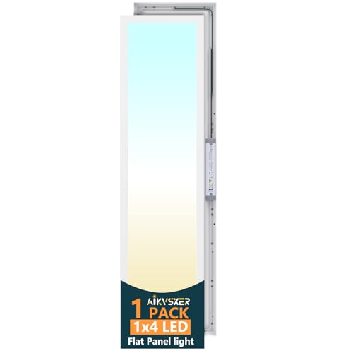 AIKVSXER 1Pack 1x4 LED Flat Panel Light, 50W Surface Mount Ceiling Fixture | 5500LM, 3CCT (3000K/4000K/5000K), Ultra-Thin 48In, 10-100% Triac Dimmable for Kitchen, Garage, Office, Basement