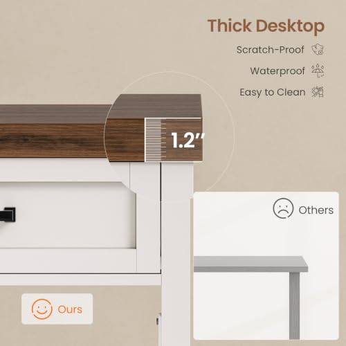 SEDETA 40" Farmhouse Small Desk with Drawers for Small Space, Bedroom - color: White