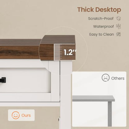 SEDETA 40" Farmhouse Small Desk with Drawers for Small Space, Bedroom - color: White