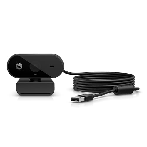 HP 320 FHD Webcam - USB-A Computer Camera with Mic & Privacy Cover - for Desktop, Laptop, & Chromebook - 1080p Resolution w/Wide FOV - Zoom & Teams Compatible - Clip Mount, Tripod Support, & Swivel