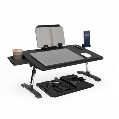 Limitless TotalDesk Portable Modern Workstation and Lap Desk with Adjustable Height & Tilt (Black) - color: Black