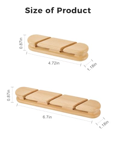 2pcs Natural Beech Wood Cable Holder Cord Organizer Easy Adhesive | 2-Slot & 3-Slot, Wood Cable Management for Home, Office, Phone Charging & USB Cables, Desk, Under Desk, Wall, Bedside & Car - color: light brown-2pcs