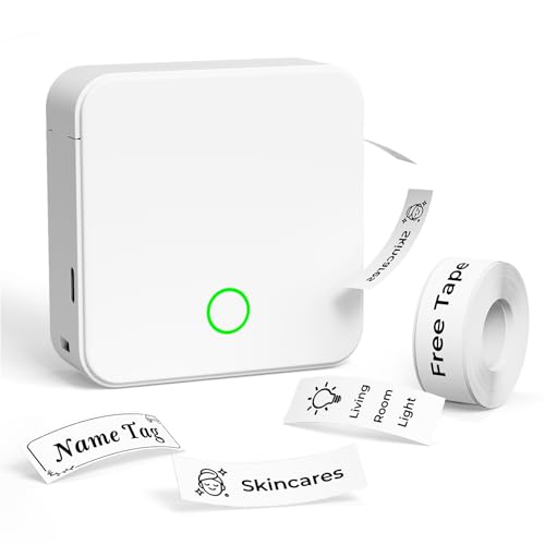 P0 Label Maker, Thermal Machine Sticker Label Printer, Label Maker Waterproof Labels, Multiple Templates, Portable Thermal Small Label Printer for Home Office School Organization White