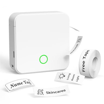 P0 Label Maker, Thermal Machine Sticker Label Printer, Label Maker Waterproof Labels, Multiple Templates, Portable Thermal Small Label Printer for Home Office School Organization White
