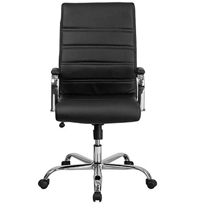 Flash Furniture High Back Office Chair - High Back LeatherSoft Executive Office Swivel Chair with Wheels | 360° Swivel, Height Adjustable, Commercial Grade - color: Black Leathersoft/Chrome Frame