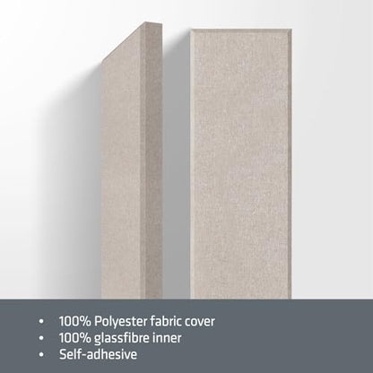 2 Pack Fiberglass Acoustic Panels 48"x12"x2" Soundproof Panels, Linen - color: Linen