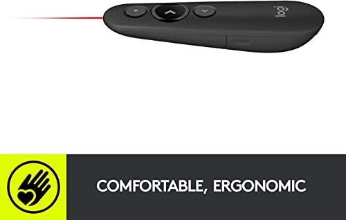 Logitech R500s Laser Presentation Remote Clicker with Dual Connectivity Bluetooth or USB for Powerpoint, Keynote, Google Slides, Wireless Presenter - Graphite (Renewed)
