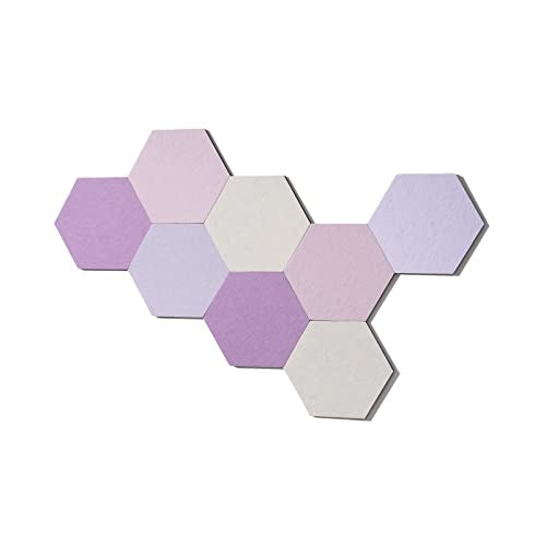 LAJAR 8 Pcs Self Adhesive Large Felt Bulletin Board Tiles | Hexagon Color Felt Pin Board Wall Tiles for Photos, Pictures, Memos - color: Pink