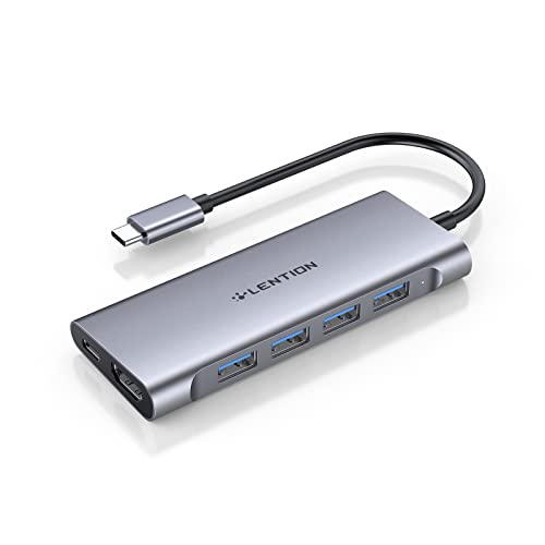 LENTION 6 in 1 USB C Hub, 4 USB 3.0, 4K@60Hz HDMI, 100W Charging | Ideal for Work & Study, Stable Driver 3.0 Certified, Compatible with macOS, iOS/iPadOS, Windows & ChromeOS (C35, Space Gray) - color: Space Gray, size: 6 Ports Short