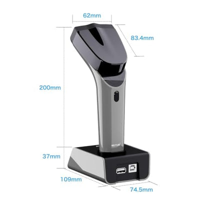 NETUM 1D Barcode Scanner, Wireless Bluetooth with Cradle, DS5000-Gray - color: Gray