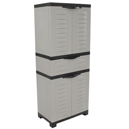 Sunnydaze 57" Garage Storage Cabinet with Doors & Shelves, Gray - color: Grey, style: With Drawer - 57" H
