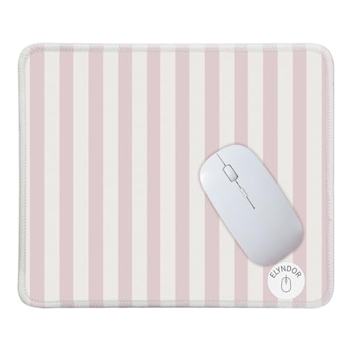 Mouse Pad for Desk with Stitched Edge, Premium Cute Washable Mouse Pads. Computer Mousepad with Non-Slip Rubber Base, Mousepads for Laptop, 9.25x7.75x0.12 inch (Pink Stripes) - color: Pink Stripes