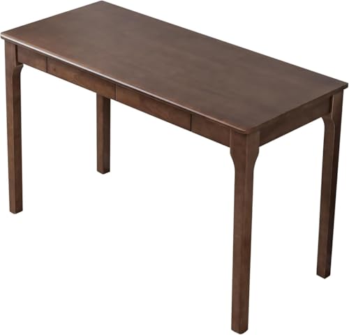 Solid Wood Desk, Gaming Study Home Office Desks for Work, Student PC Desk for Bedroom, Small Computer Desk for Small Spaces, Easy to Assemble (Walnut Color, 47inch) - color: Walnut Color, size: 47inch