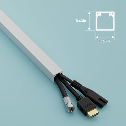 D-Line 32.8ft Cable Raceway, Self Adhesive Cord Cover, Hide Surface Wires, Paintable - 10x 0.63in (W) x 0.63in (H) x 39in Lengths - White - size: 10-Pack