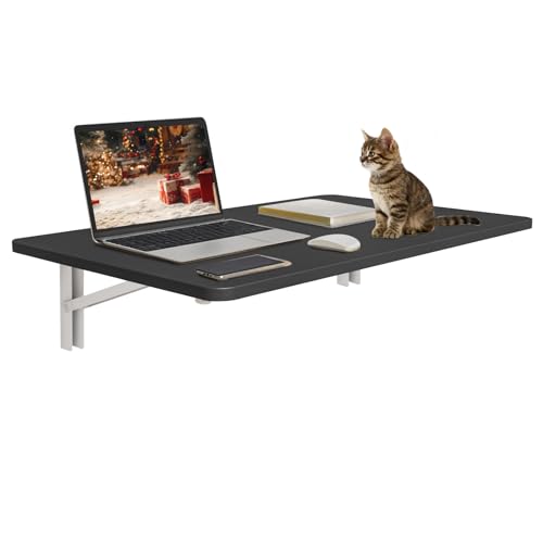 Wall Mounted Folding Table, 23.6" x 15.7", Black - color: Black, size: 23.6"W*15.7"D