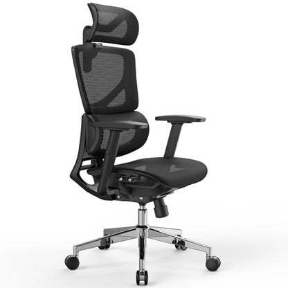 OdinLake L1 Ergo Upgrade 518 Black Ergonomic Mesh Office Chair – Big & Tall 350lbs, Dynamic Lumbar Support, Adjustable Height, Seat Depth, Headrest, Armrests, BIFMA Certified Desk Chair - color: Black