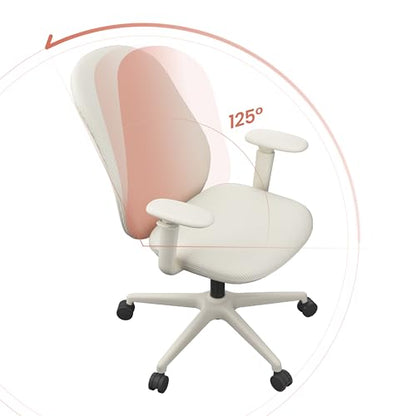 Mochi Chair Petite Ergonomic Chair — Comfortable Ergonomic Chair Designed Specifically for Women and Children, Height-Adjustable Chair is Suitable for Home, Office, and School environments (Cream)