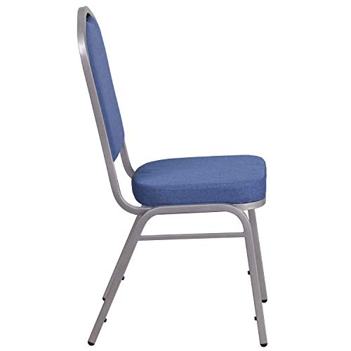 Flash Furniture Hercules Crown Back Stackable Banquet Chair, Silver, 4-Pack | Silver Frame, Fabric Upholstery - color: Blue Fabric/Silver Frame, size: Set of 4