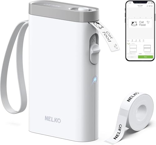 Nelko P21 Label Maker Machine with Tape, Bluetooth Label Printer, White - color: White