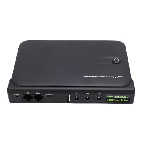 FTVOGUE Uninterruptible Power Supply Fireproof ABS Mini UPS Battery Backup 36W 5V 9V 12V DC USB LAN POE Output for Router Modem Camera Home Office (US Plug)