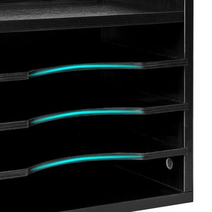 YMYNY Desktop File Organizer with Handle, Document Letter Mail Tray Sorter with 3 Adjustable Shelves, 5 Tiers Paper Holder for School Home Office Desk,Black,13.4 * 12.4 * 9.06" UHBC006B