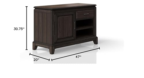 Chocolate Office Storage Credenza with Adjustable Shelves and Locking Doors for Home or Business Use Durable Wood Construction