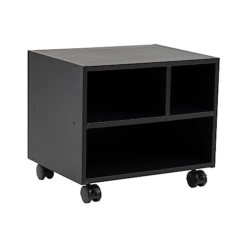 Mind Reader Rolling Printer Cart, Utility Cart, Printer Stand, Under Desk Storage, Office, MDF, 16" L x 12" W x 13.75" H, Black - size: 4-Shelves