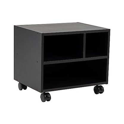 Mind Reader Rolling Printer Cart, Utility Cart, Printer Stand, Under Desk Storage, Office, MDF, 16" L x 12" W x 13.75" H, Black - size: 4-Shelves
