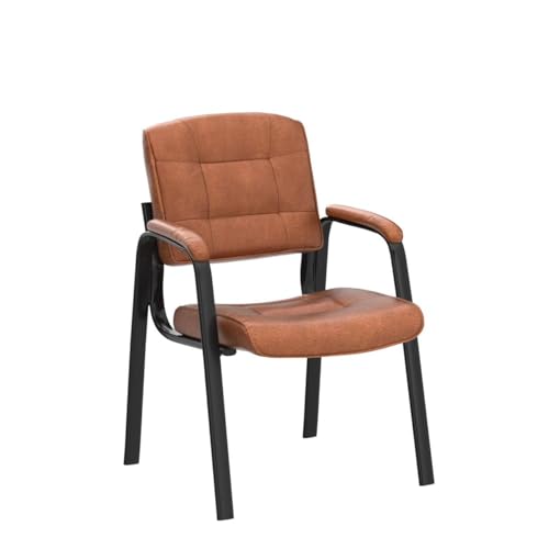 Naomi Home Faux Leather Guest Reception Chair with Armrests - Caramel | Designed For Waiting Rooms, Conference Spaces And Offices With Stackable Construction, Padded Comfort And Durable Steel Legs - color: Caramel, Faux Leather, style: Set of 2