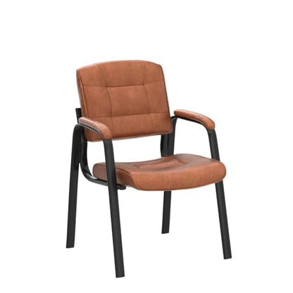 Naomi Home Faux Leather Guest Reception Chair with Armrests - Caramel | Designed For Waiting Rooms, Conference Spaces And Offices With Stackable Construction, Padded Comfort And Durable Steel Legs - color: Caramel, Faux Leather, style: Set of 2