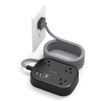 Cruise Essentials 2026, Travel Power Strip with USB C,Flat Plug, Black - color: Black, size: 10Ft